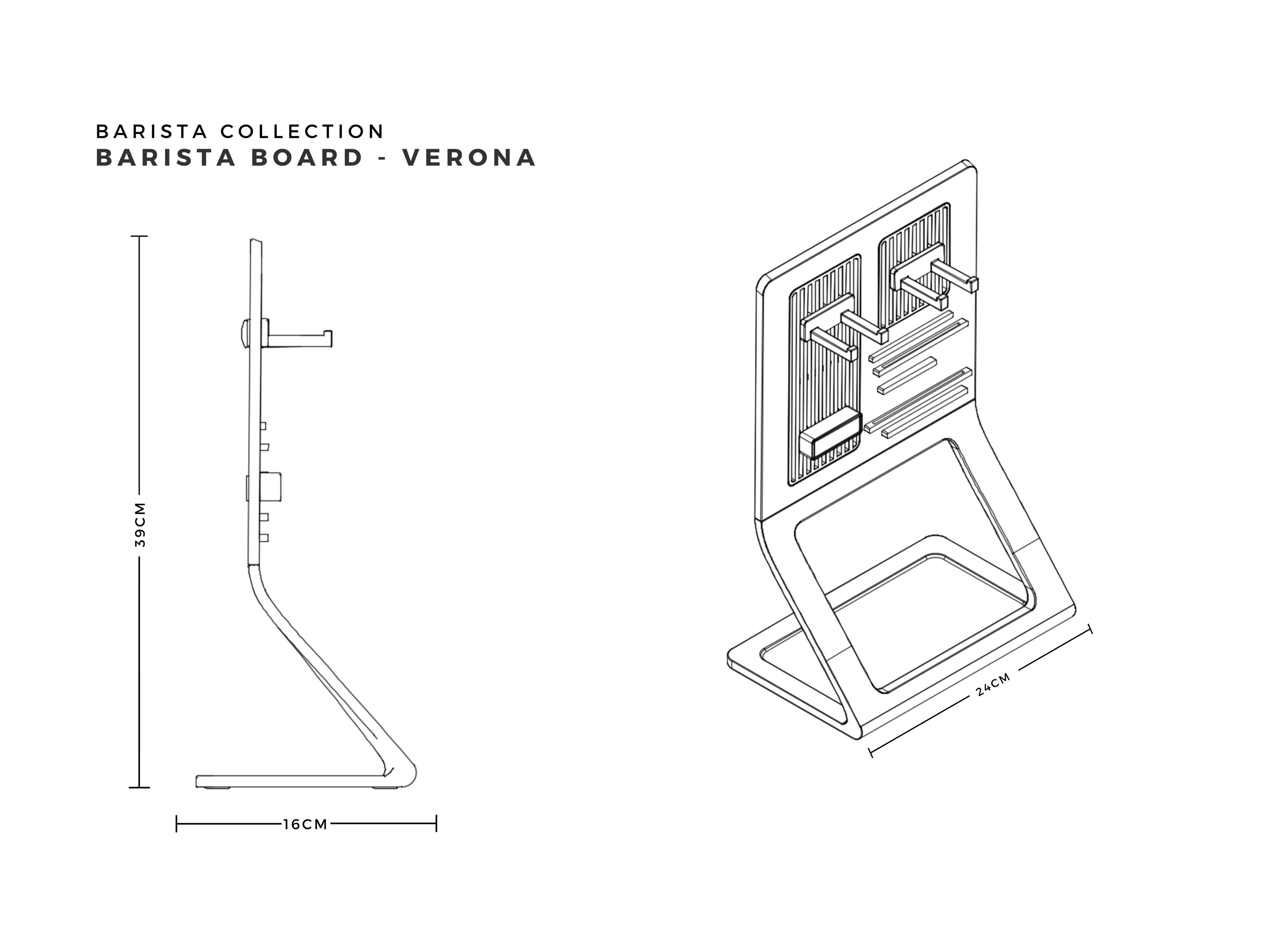 Barista Organizer Board "Verona-Dark Oak"