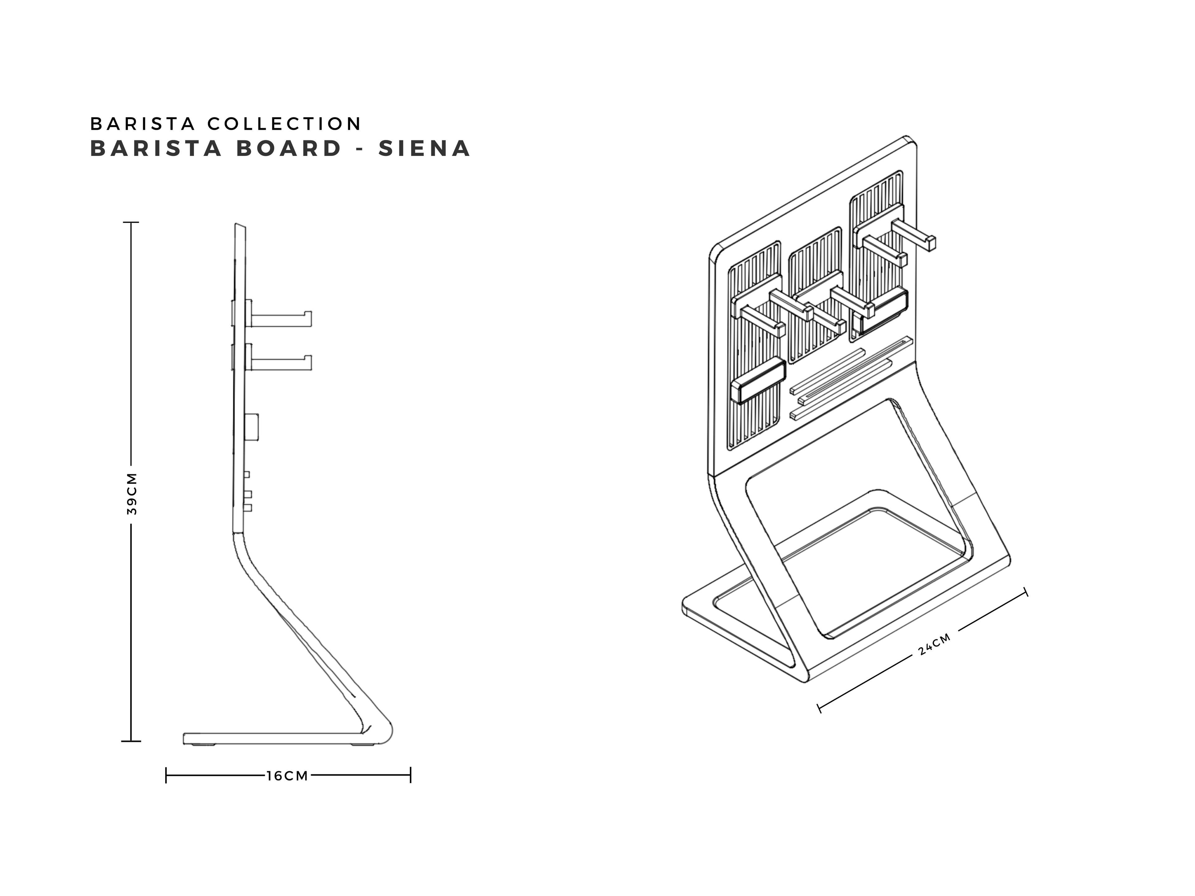 Barista Organizer Board "Siena-Oak"